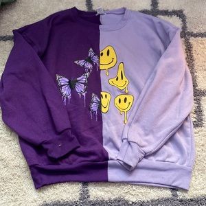 Rue21 Purple drippy oversized small crewneck